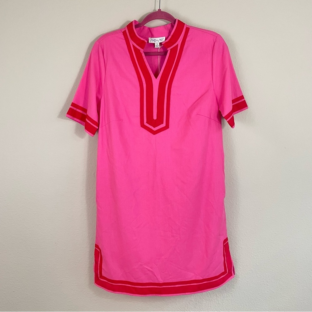 NWT She + Sky Pink‎ 100% Linen Full Sail Dress Size Small - Picture 2 of 14